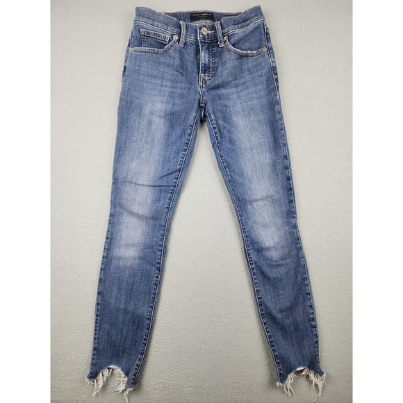 Lucky Brand Denim - Lucky Brand Mid Rise Skinny Ava Ankle Jeans Womens 0/25 Blue Raw Hem Stretch